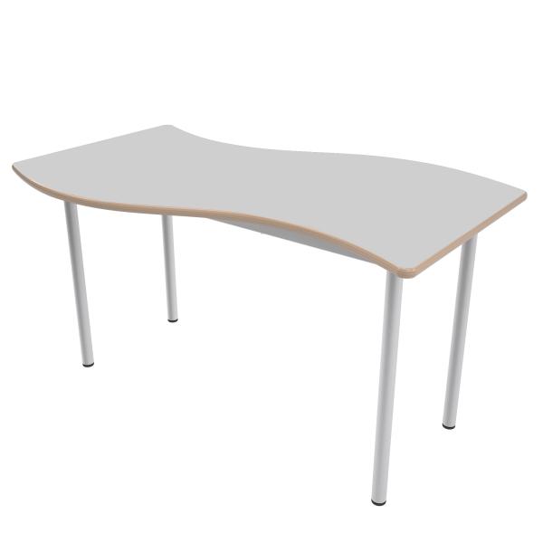 MILA Tisch 6 HPL, wellenförmig gross, Tischhöhe 76 cm - HPL grau